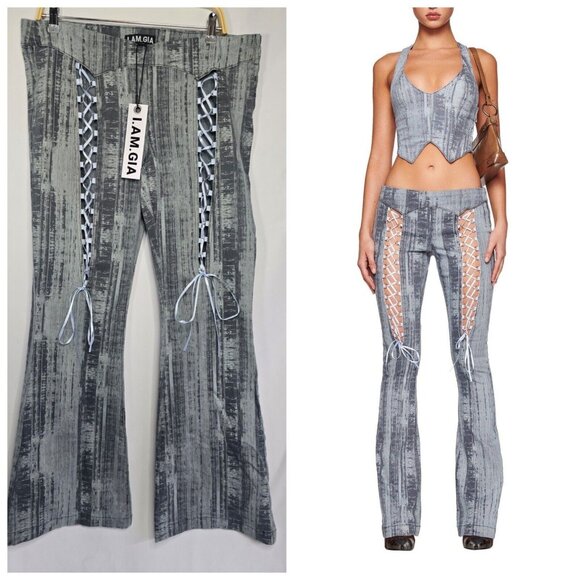 I. AM. GIA Women's MAYBEL Pant Pinstripe Denim Size XL- NEW WITH TAGS - Picture 1 of 16
